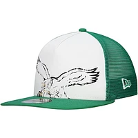 Men's New Era White/Kelly Green Philadelphia Eagles Distressed 9FIFTY A-Frame Snapback Hat