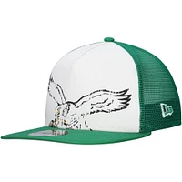 Men's New Era White/Kelly Green Philadelphia Eagles Distressed 9FIFTY A-Frame Snapback Hat