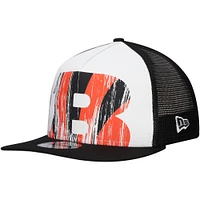 Men's New Era White/Black Cincinnati Bengals Distressed 9FIFTY A-Frame Snapback Hat