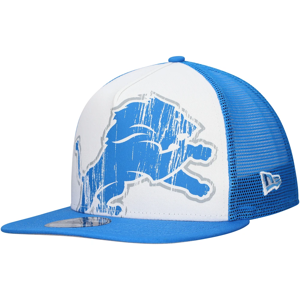 Men's New Era White/Blue Detroit Lions Distressed 9FIFTY A-Frame Snapback Hat