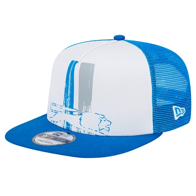 Men's New Era White/Blue Detroit Lions Distressed 9FIFTY A-Frame Snapback Hat