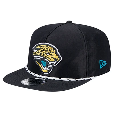 Men's New Era Black Jacksonville Jaguars Throwback Team Rope Golfer Snapback Hat