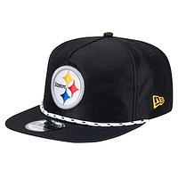 Men's New Era Black Pittsburgh Steelers  Rope Golfer Snapback Hat