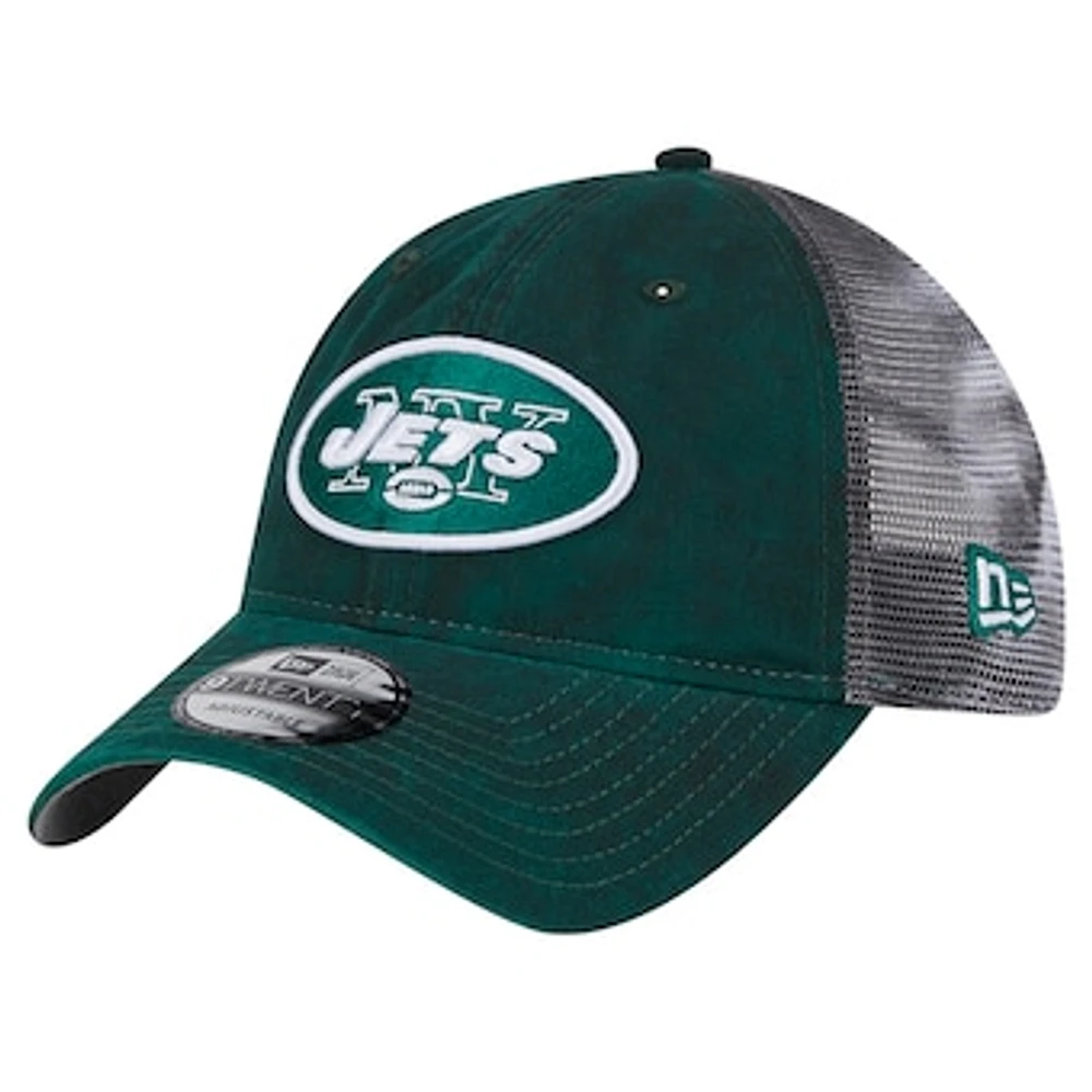 Men's New Era Green New York Jets Throwback Slick Trucker 9TWENTY Adjustable Hat