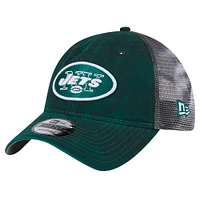 Men's New Era Green New York Jets Throwback Slick Trucker 9TWENTY Adjustable Hat