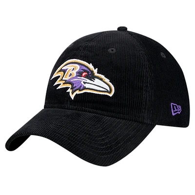 Men's New Era Black Baltimore Ravens Corded 9TWENTY Adjustable Hat