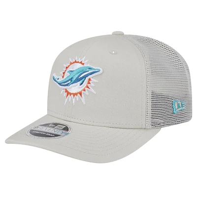 Men's New Era  Stone Miami Dolphins Canvas Trucker 9SEVENTY Stretch-Snap Hat