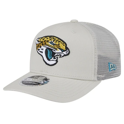 Men's New Era  Stone Jacksonville Jaguars Canvas Trucker 9SEVENTY Stretch-Snap Hat