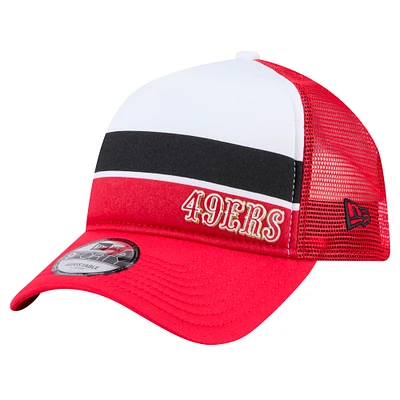 Men's New Era White/Scarlet San Francisco 49ers Sport Night Color Block 9FORTY A-Frame Trucker Adjustable Hat