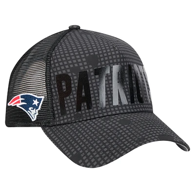 Men's New Era Black New England Patriots  Midnight Ink Tonal Text A-Frame Trucker 9FORTY Adjustable Hat