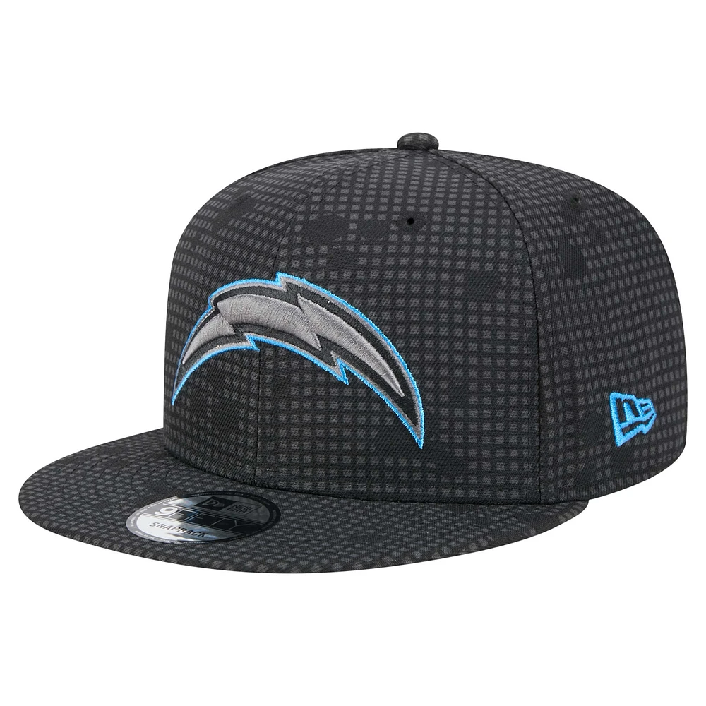 Men's New Era Black Los Angeles Chargers Midnight Ink Pop Outline 9FIFTY Snapback Hat