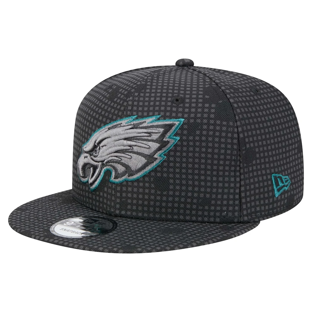 Men's New Era Black Philadelphia Eagles Midnight Ink Pop Outline 9FIFTY Snapback Hat