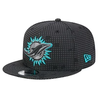 Men's New Era Black Miami Dolphins Midnight Ink Pop Outline 9FIFTY Snapback Hat