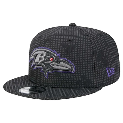 Men's New Era Black Baltimore Ravens Midnight Ink Pop Outline 9FIFTY Snapback Hat