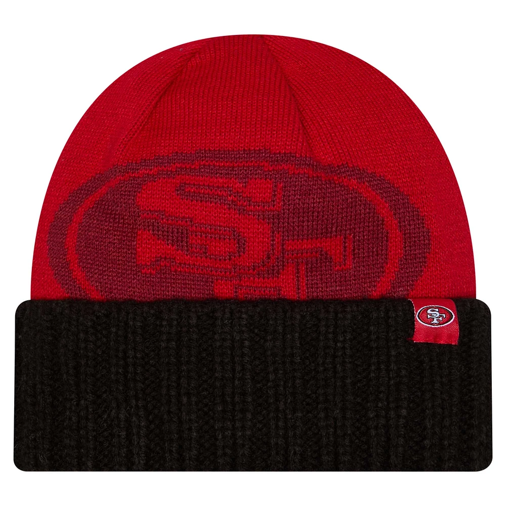 Men's New Era Scarlet San Francisco 49ers Oversize Cuffed Knit Hat