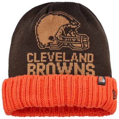 Men's New Era Brown Cleveland Browns Oversize Cuffed Knit Hat