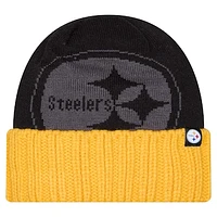 Men's New Era Black Pittsburgh Steelers Oversize Cuffed Knit Hat