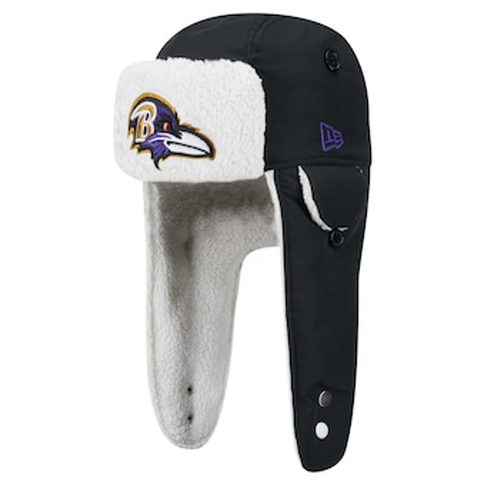 Men's New Era Black Baltimore Ravens Sherpa Trapper Hat