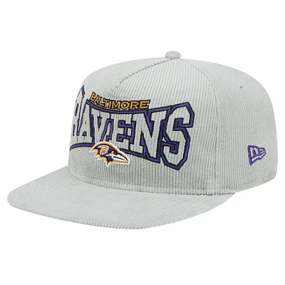 Men's New Era  Gray Baltimore Ravens Corduroy Golfer Adjustable Hat