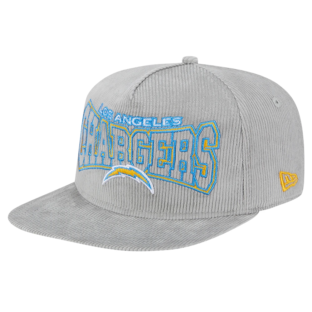 Men's New Era  Gray Los Angeles Chargers Corduroy Golfer Adjustable Hat