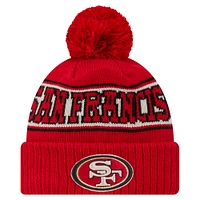 Men's New Era Scarlet San Francisco 49ers Retro Cuffed Knit Hat with Pom