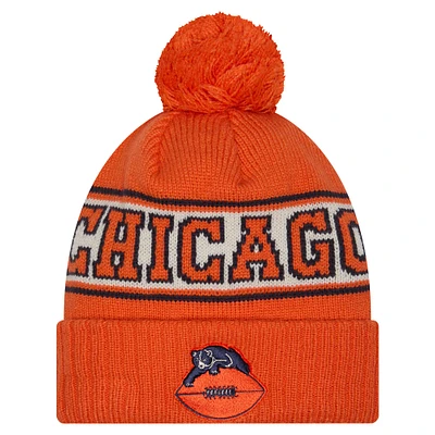 Men's New Era Orange Chicago Bears Retro Cuffed Knit Hat with Pom