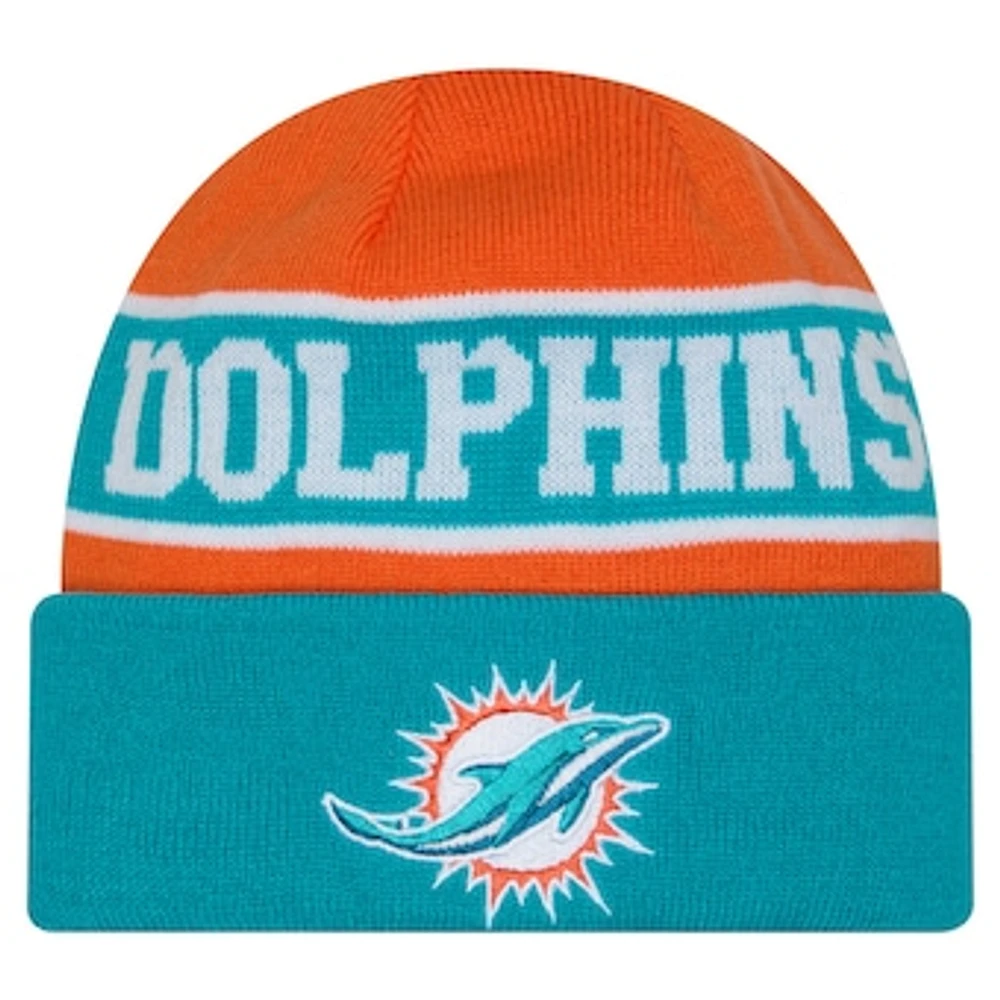 Men's New Era Aqua Miami Dolphins Reverse Cuffed Knit Hat