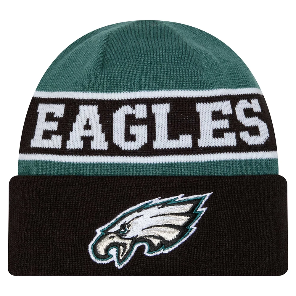 Men's New Era Black Philadelphia Eagles Reverse Cuffed Knit Hat