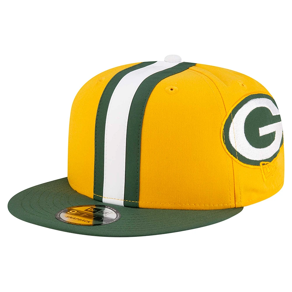 Men's New Era Gold Green Bay Packers  Helmet 9FIFTY Snapback Hat