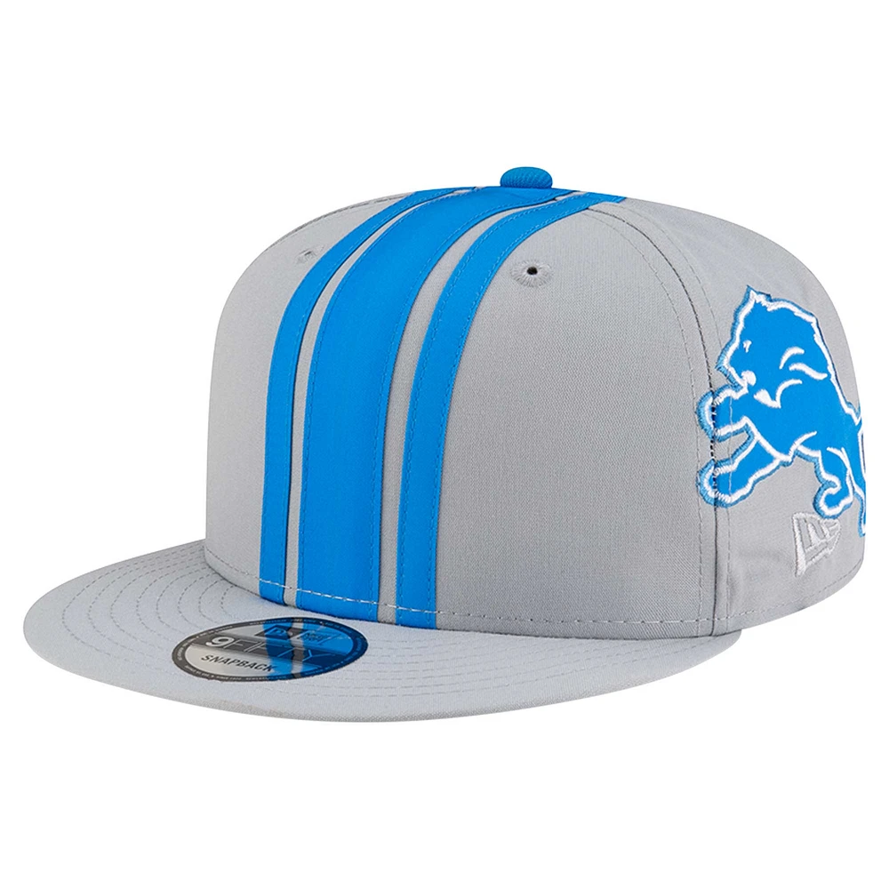 Men's New Era Gray Detroit Lions  Helmet 9FIFTY Snapback Hat