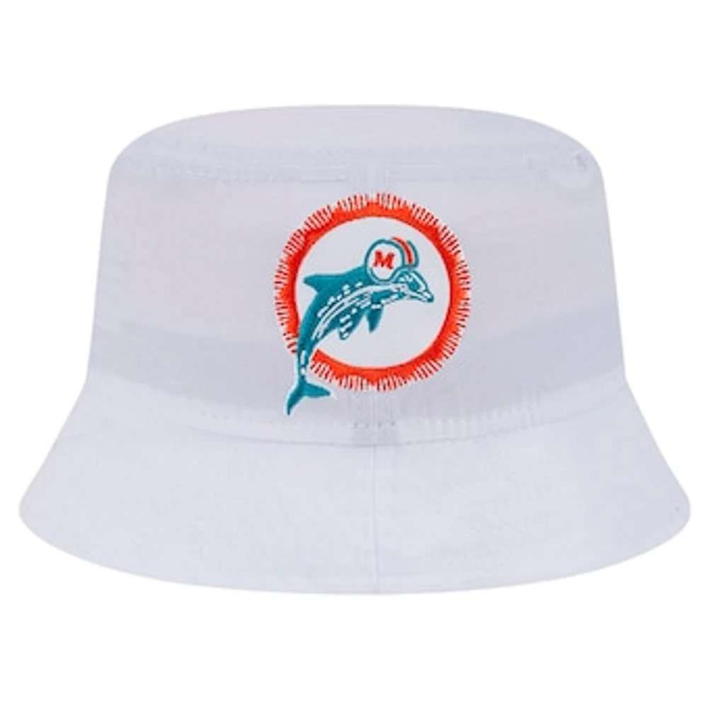 Men's New Era White Miami Dolphins Helmet Bucket Hat