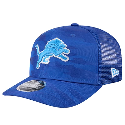 Men's New Era Blue Detroit Lions Adventure Camo Trucker 9SEVENTY Stretch-Snap Adjustable Hat