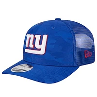 Men's New Era Royal New York Giants Adventure Camo Trucker 9SEVENTY Stretch-Snap Adjustable Hat