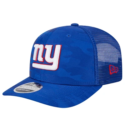 Men's New Era Royal New York Giants Adventure Camo Trucker 9SEVENTY Stretch-Snap Adjustable Hat