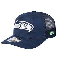 Men's New Era College Navy Seattle Seahawks Adventure Camo Trucker 9SEVENTY Stretch-Snap Adjustable Hat