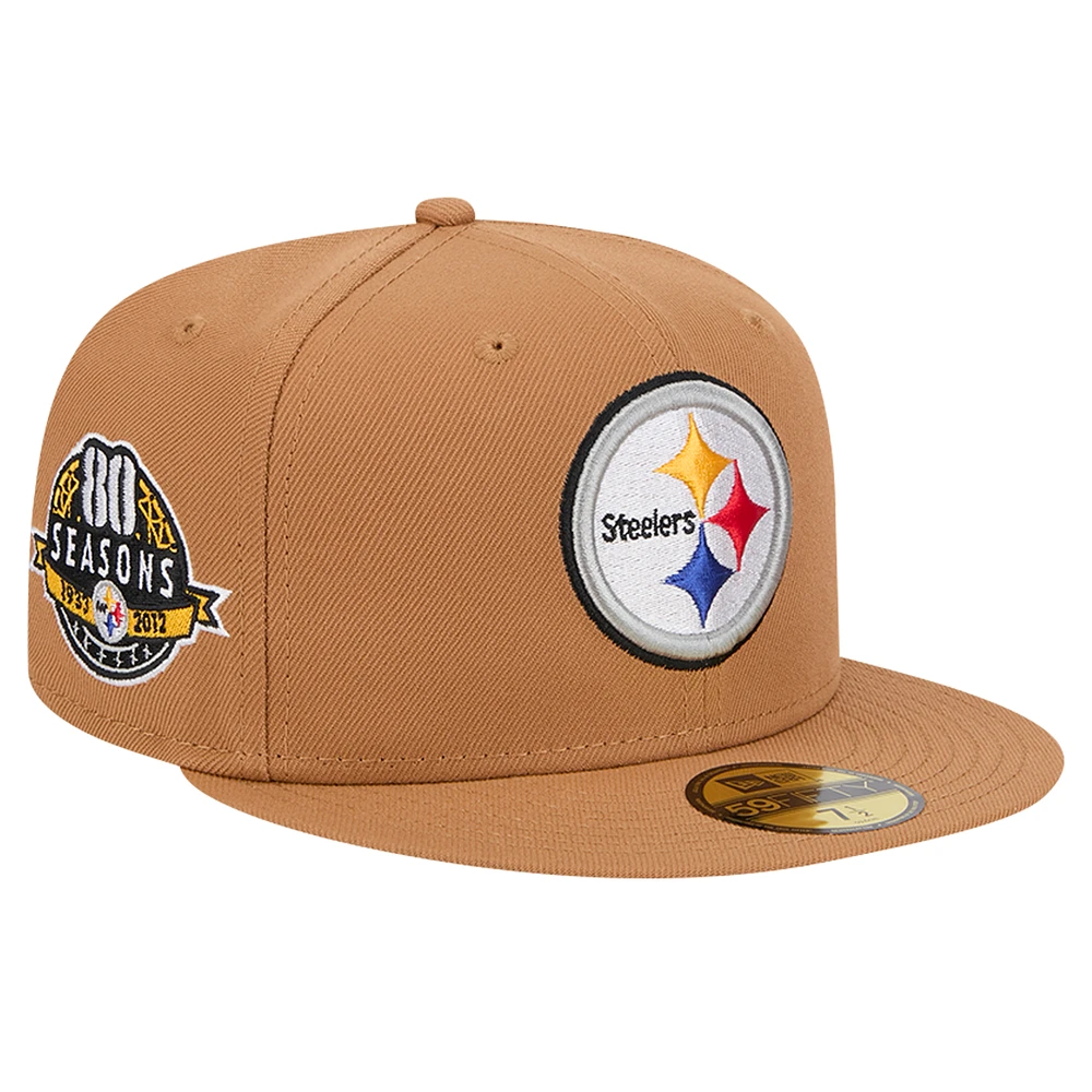 Men's New Era Tan Pittsburgh Steelers Color Pack 59FIFTY Fitted Hat with Side Patch