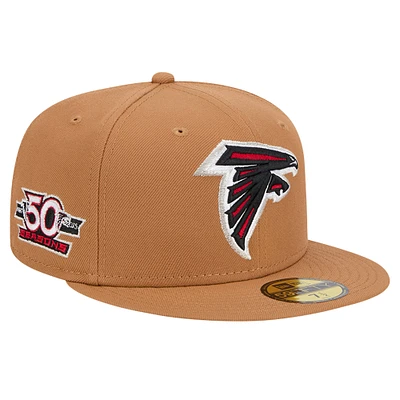 Men's New Era Tan Atlanta Falcons Color Pack 59FIFTY Fitted Hat with Side Patch