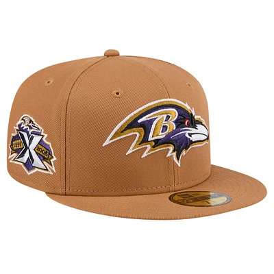 Men's New Era Tan Baltimore Ravens Color Pack 59FIFTY Fitted Hat with Side Patch