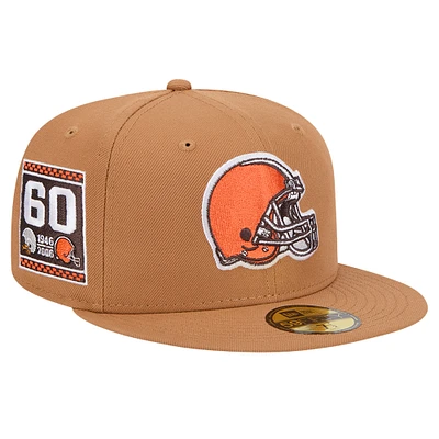 Men's New Era Tan Cleveland Browns Color Pack 59FIFTY Fitted Hat with Side Patch