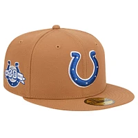 Men's New Era Tan Indianapolis Colts Color Pack 59FIFTY Fitted Hat with Side Patch