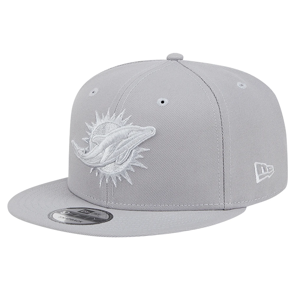 Men's New Era Gray Miami Dolphins Color Pack 9FIFTY Snapback Hat