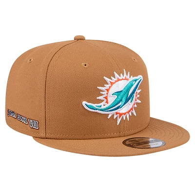 Men's New Era Tan Miami Dolphins Color Pack 9FIFTY Snapback Hat with Side Patch