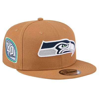 Men's New Era Tan Seattle Seahawks Color Pack 9FIFTY Snapback Hat with Side Patch