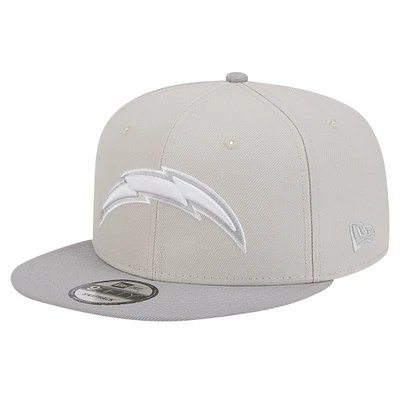 Men's New Era Stone/Gray Los Angeles Chargers Two-Tone Color Pack 9FIFTY Snapback Hat