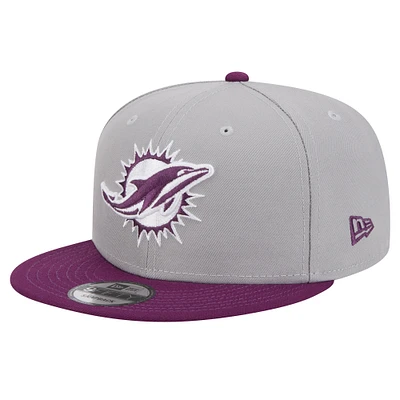 Men's New Era Gray/Purple Miami Dolphins Two-Tone Color Pack 9FIFTY Snapback Hat