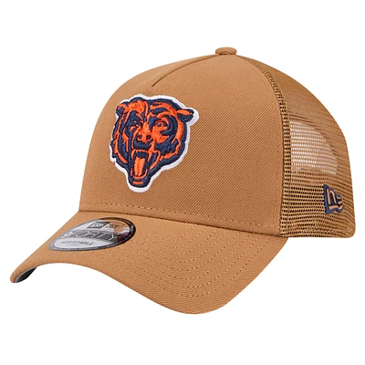 Men's New Era Brown Chicago Bears  Color Pack A-Frame Trucker 9FORTY Adjustable Hat