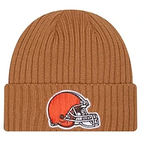 Men's New Era Tan Cleveland Browns Color Pack Cuffed Knit Hat