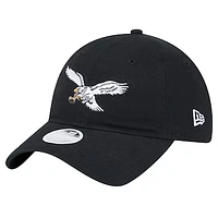 Women's New Era  Black Philadelphia Eagles Throwback Main Core Classic 2.0 9TWENTY Adjustable Hat