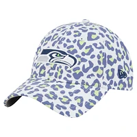 Women's New Era White Seattle Seahawks Active Leopard 9TWENTY Adjustable Hat