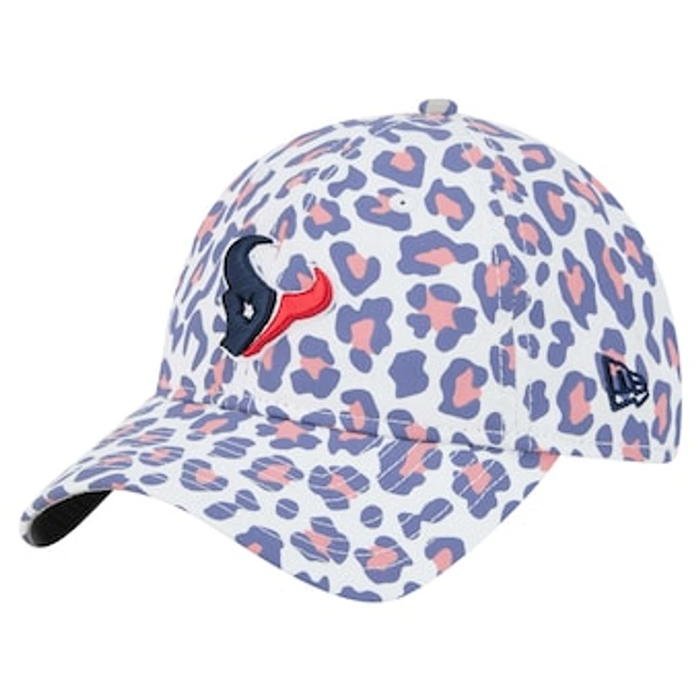 Women's New Era White Houston Texans Active Leopard 9TWENTY Adjustable Hat